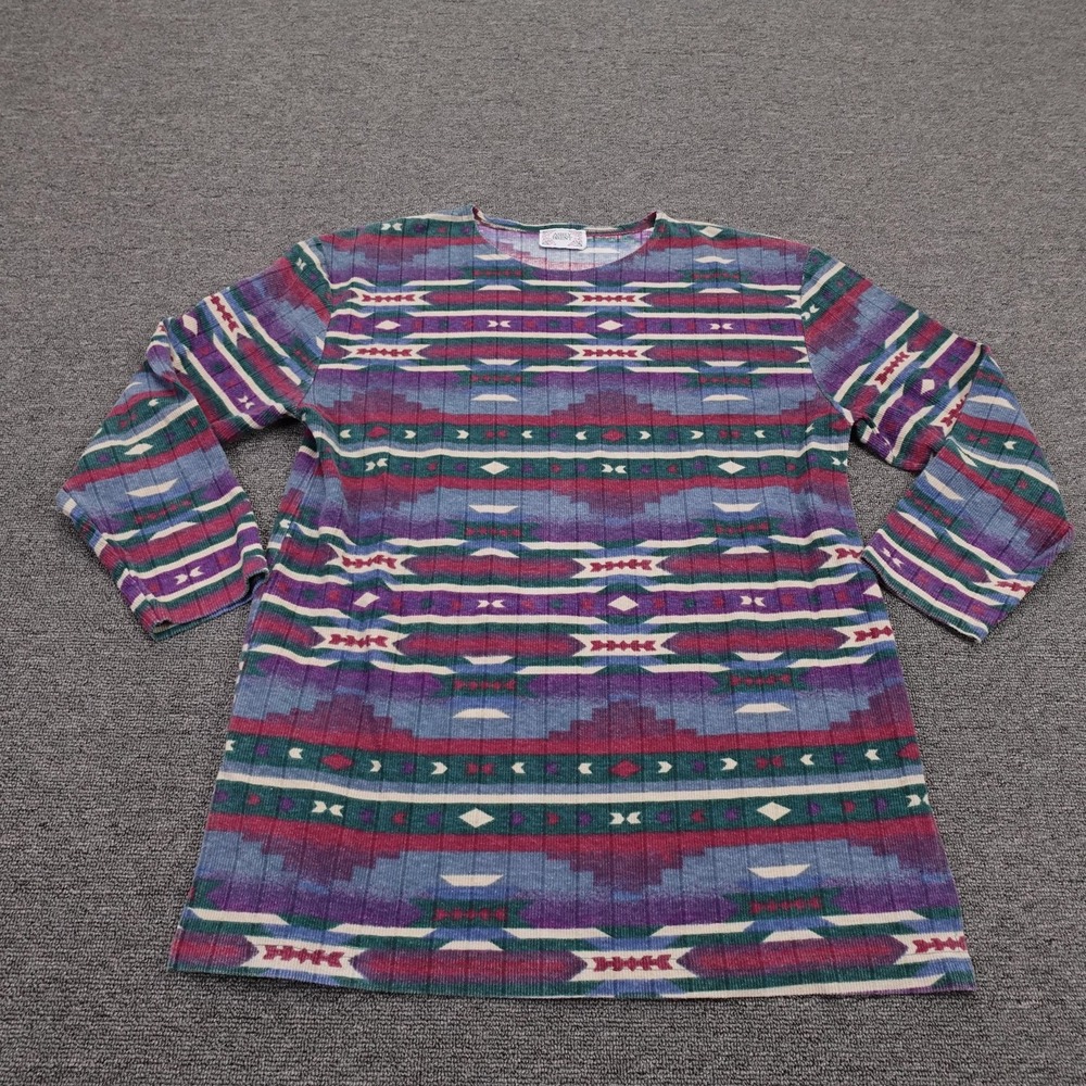 Vintage Ashly Brent Shirt Medium Multicolor Aztec Southwestern Tunic Top Boho